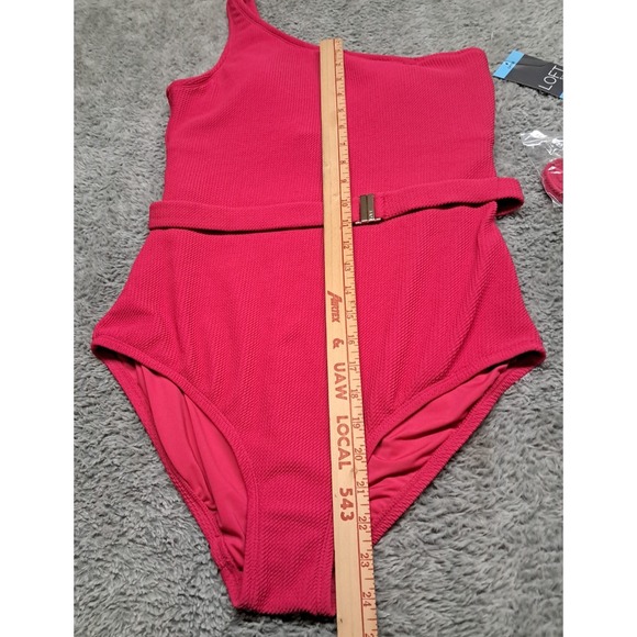 New Loft Swim Swimsuit Womens Sz Large Asymmetrical Textured One-Piece Shoulder - Picture 6 of 12